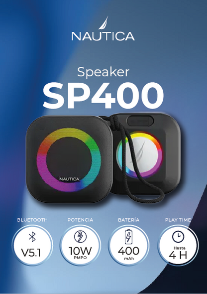 Parlante Bluetooth Nautica SP400 Portátil con Luces RGB