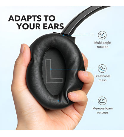 Auriculares Híbridos De Alta Resolución Anker Soundcore Life Q20+ Plus Anc Color Negro