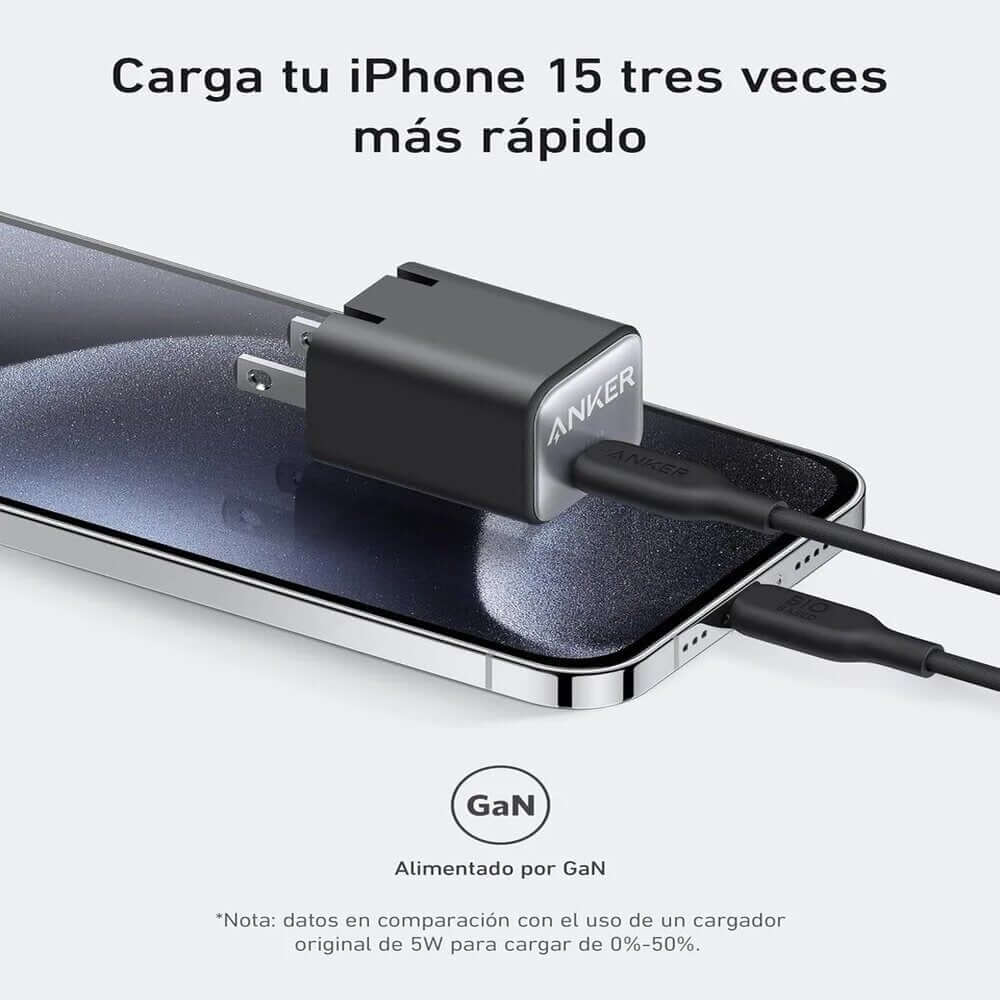 Cargador Anker Nano 313 GaN 30W USB-C Carga Rápida