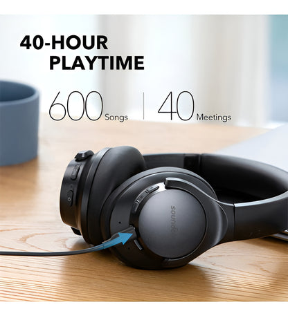 Auriculares Híbridos De Alta Resolución Anker Soundcore Life Q20+ Plus Anc Color Negro