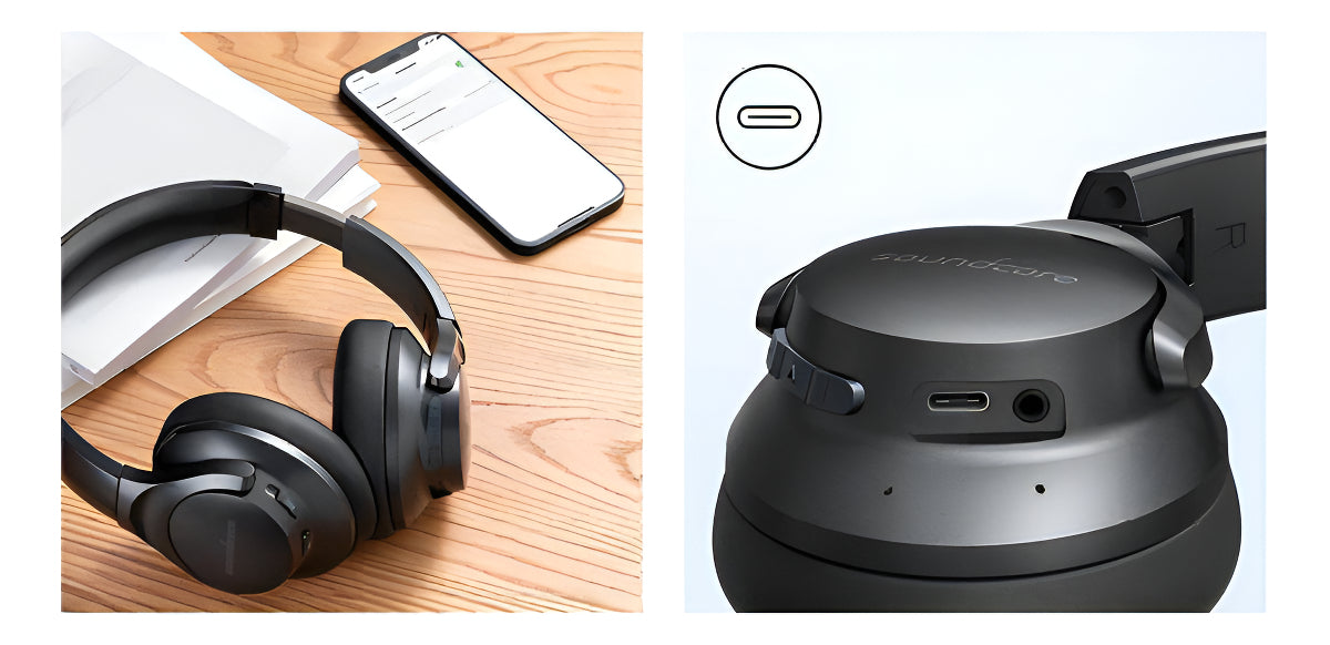 Auriculares Híbridos De Alta Resolución Anker Soundcore Life Q20+ Plus Anc Color Negro