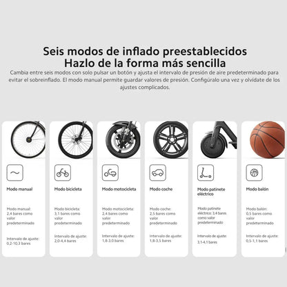 Compresor de Aire Portátil Xiaomi 2 con 6 Modos de Inflado