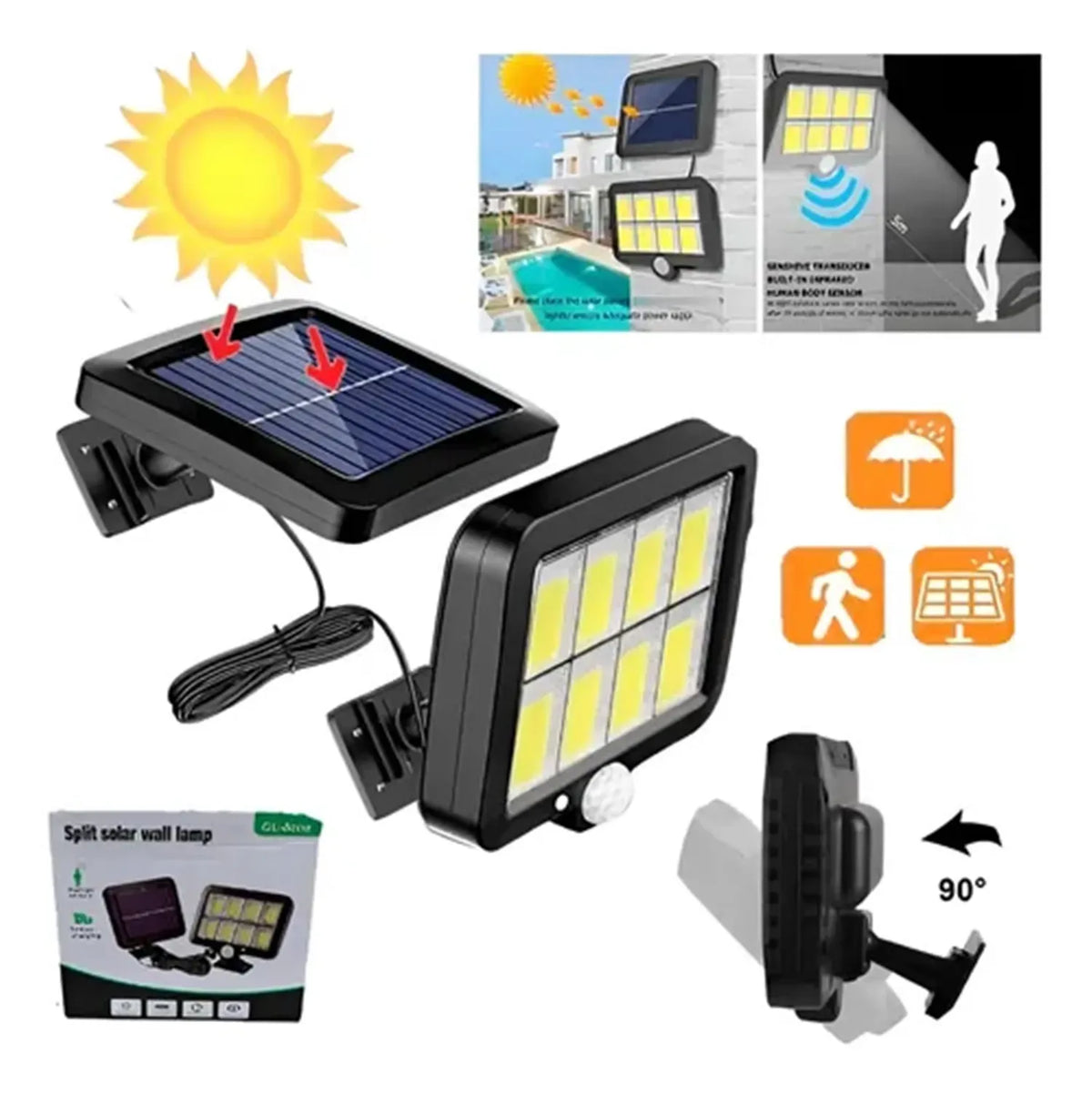 Lámpara Solar LED 98 LEDs con Sensor de Movimiento IP65 para Exterior