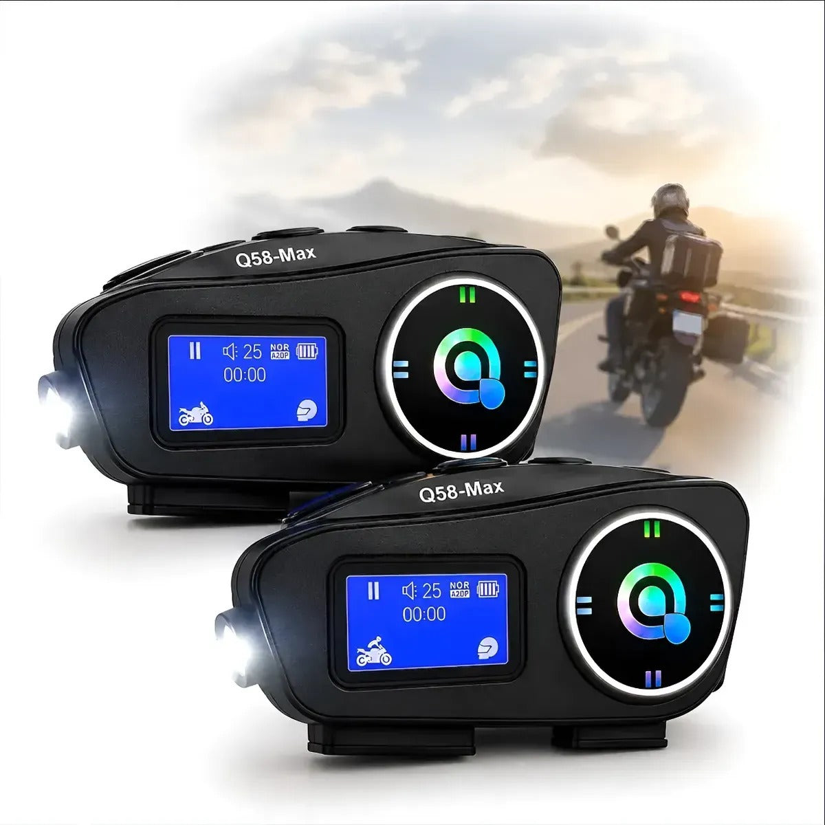 Intercomunicadores para Casco Q58-Max Bluetooth con Pantalla LED x2