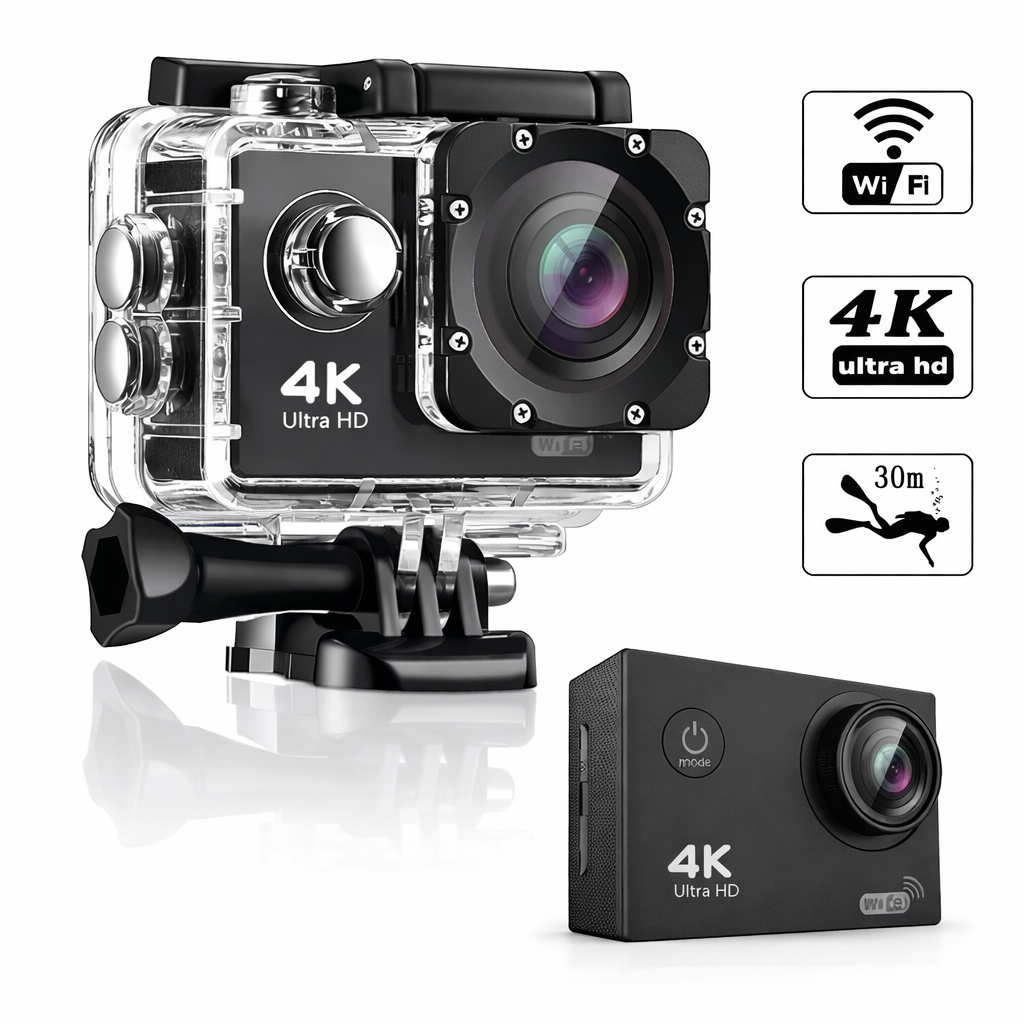 Cámara Deportiva WiFi 1080p con Lente Gran Angular de 170°